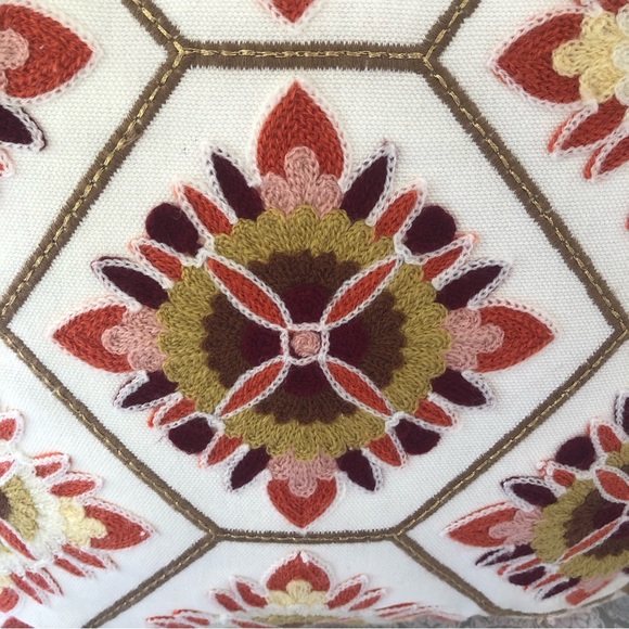 Bella Lux Embroidered Crewel Flower Decorative Pillow - Picture 2 of 8